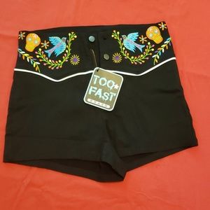 Too Fast sugarskull short shorts NwT